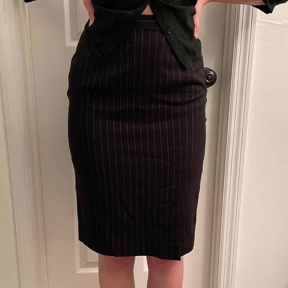 Black pencil skirt. Pinstriped Size Medium.